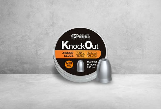 JSB KnockOut MKII Slugs 5,49 mm 25,39 grain (.216)